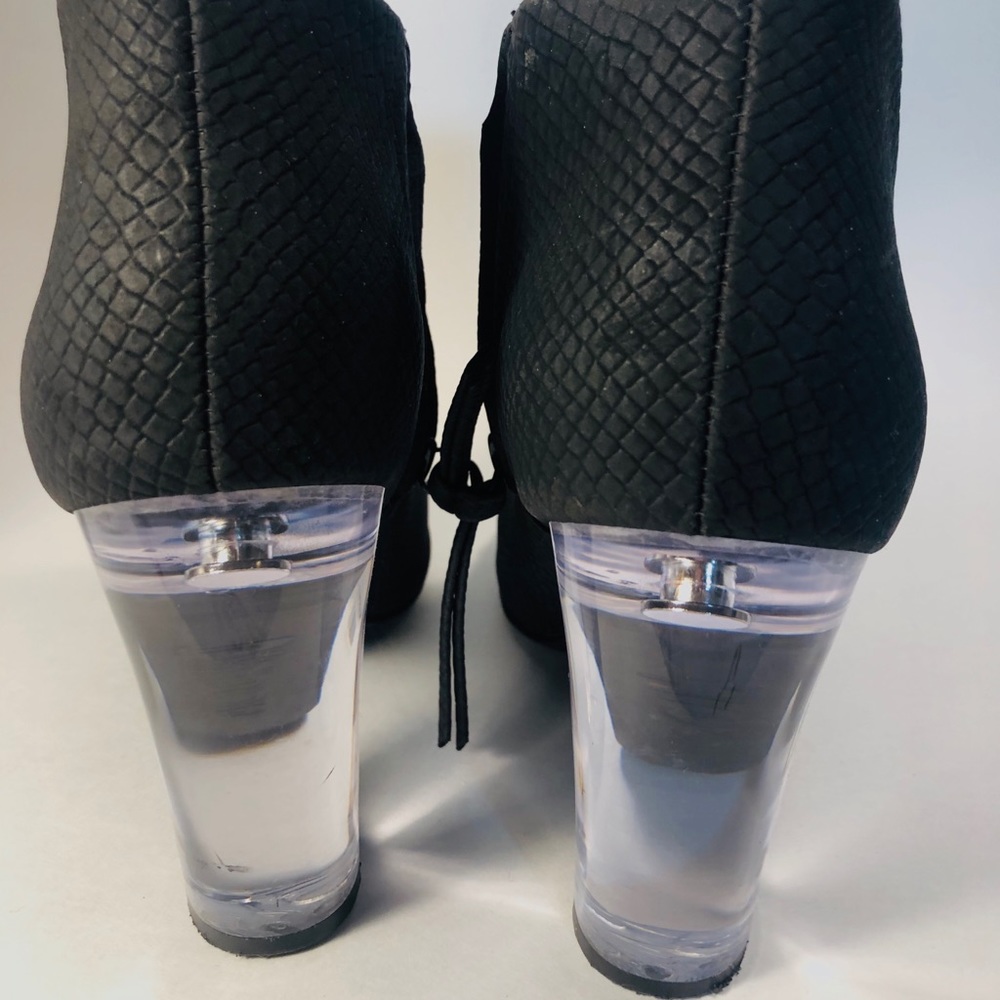Booties black and acrylic see through heel